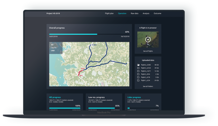 Screenshot of uBird power line inspection software by Hepta