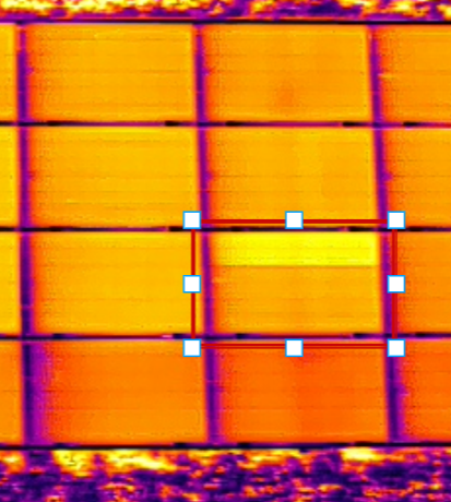 An example of a thermal defect that drops the panel's performance