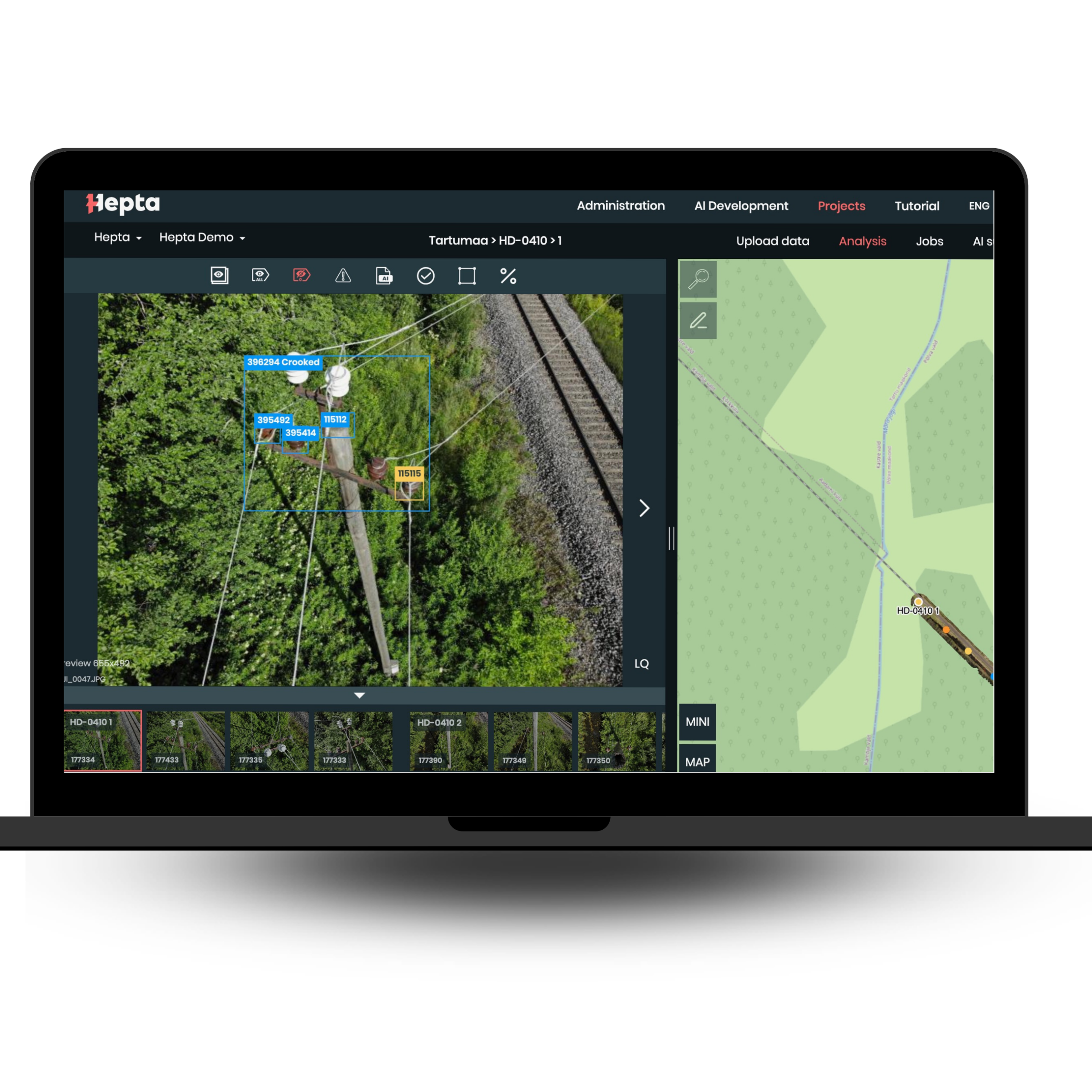 Hepta Insights AI - enhance software for power line inspection